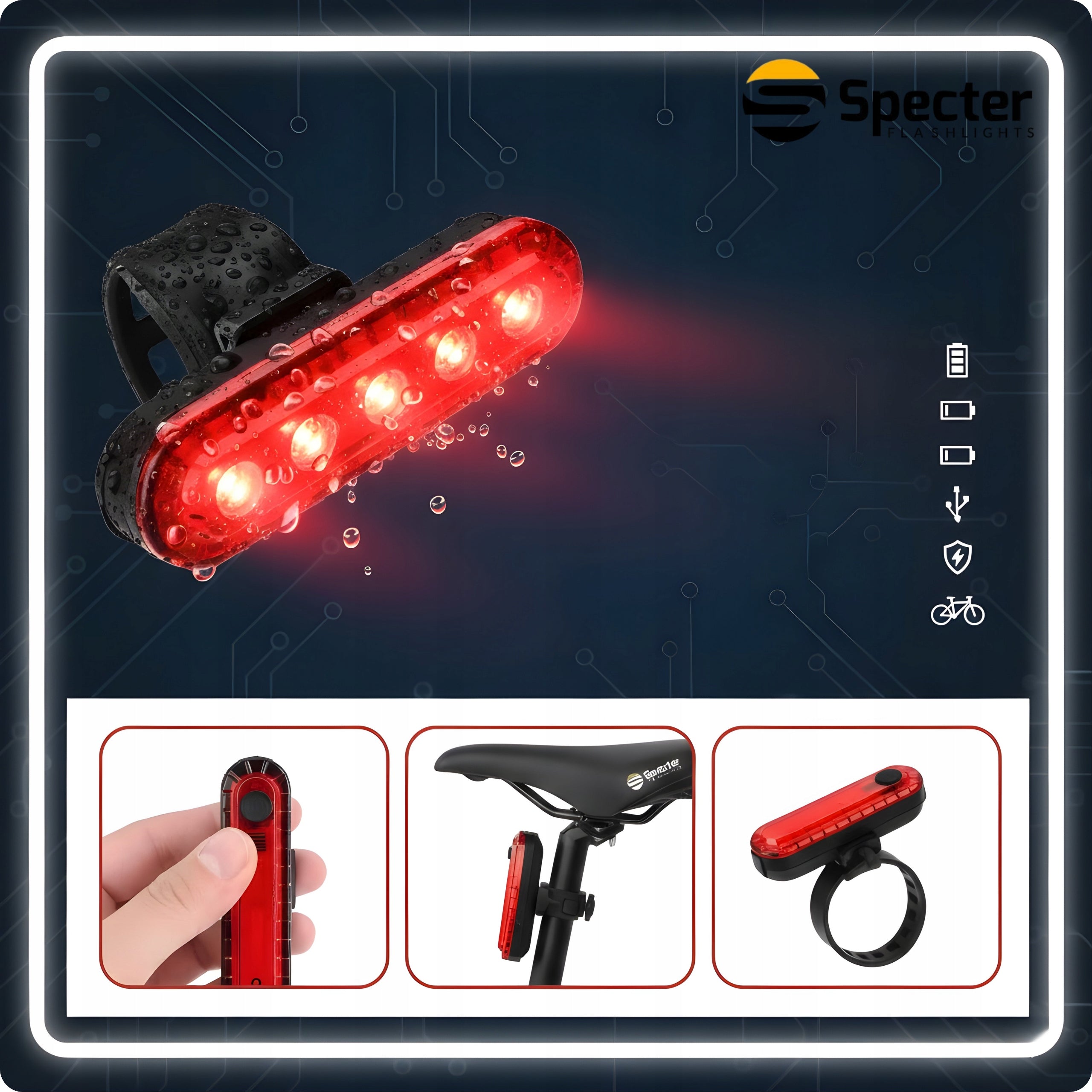 Bike Light Specter 1300Lm Set Rear LED USB Powerbank Waterproof Manufacturer code Specter Set 1300Lm Powerbank USB Wodoodporny