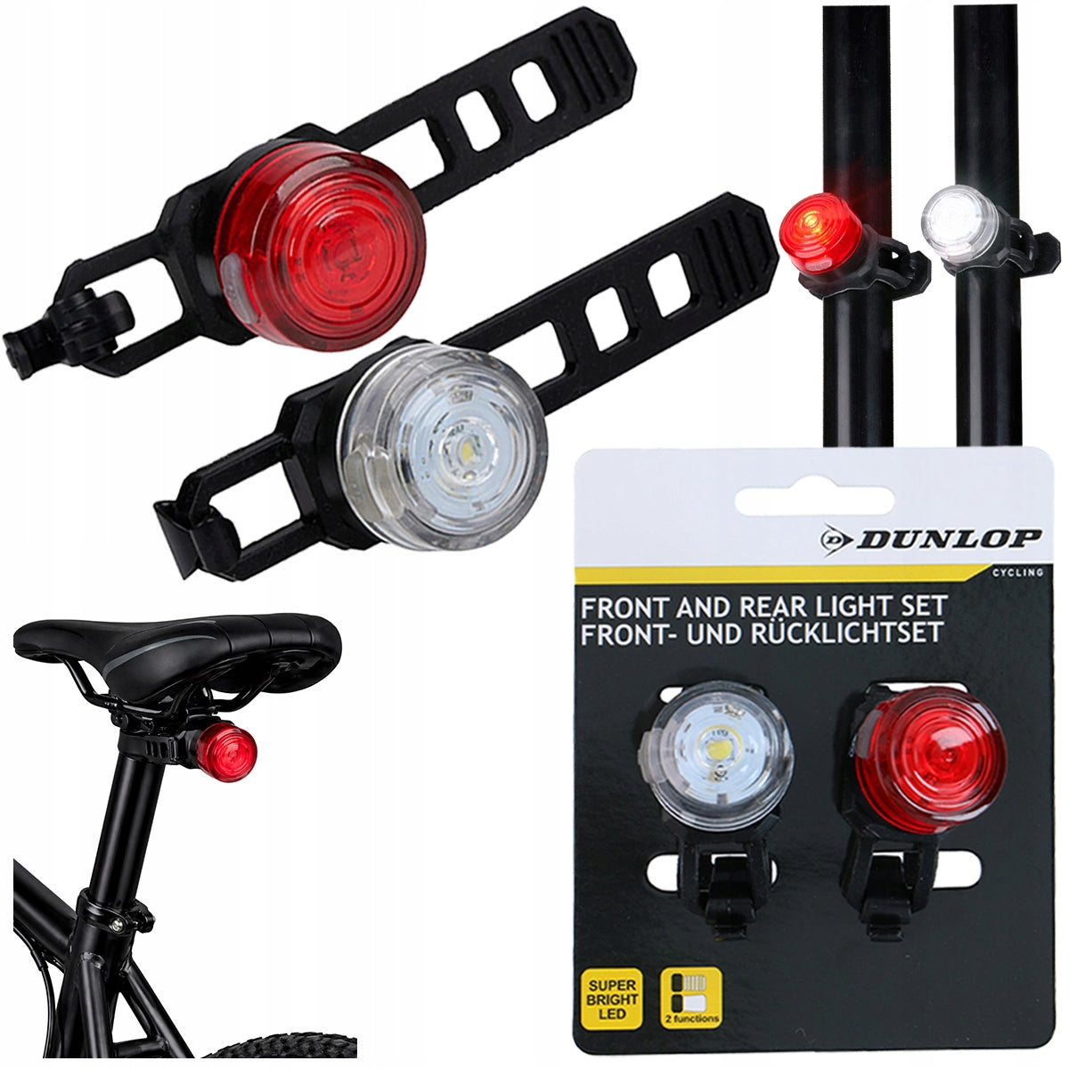 Bike Lights Bike Light Set Universal Front Rear Dunlop