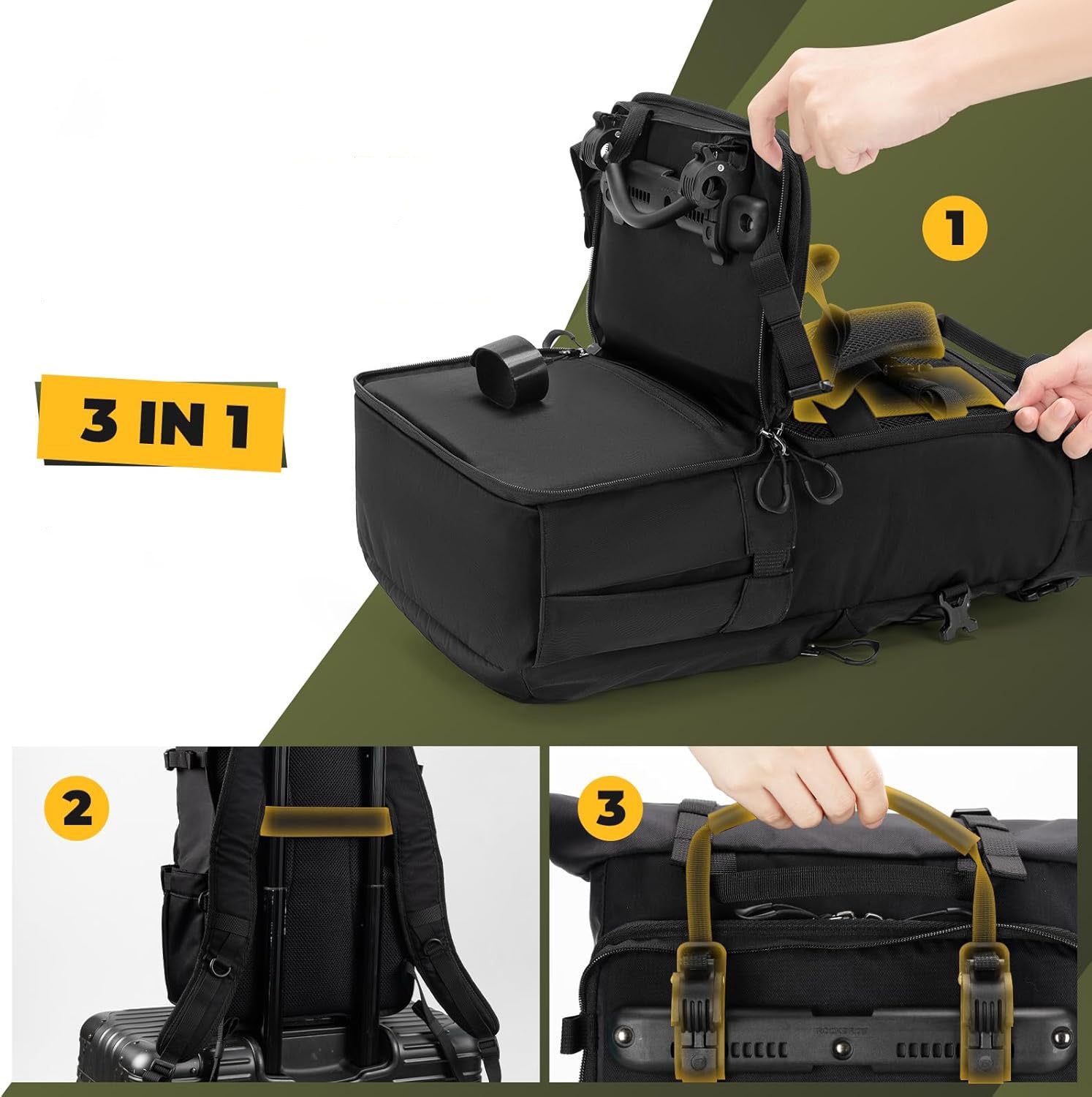 Bike Luggage Bag 3in1 BACKPACK Function 11-16L ROCKBROS A34 Green Brand Rockbros