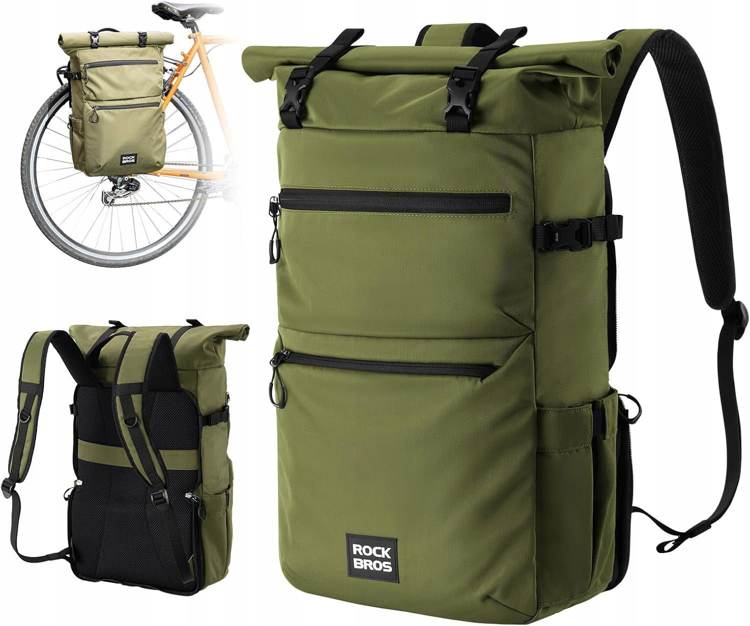Bike Luggage Bag 3in1 BACKPACK Function 11-16L ROCKBROS A34 Green