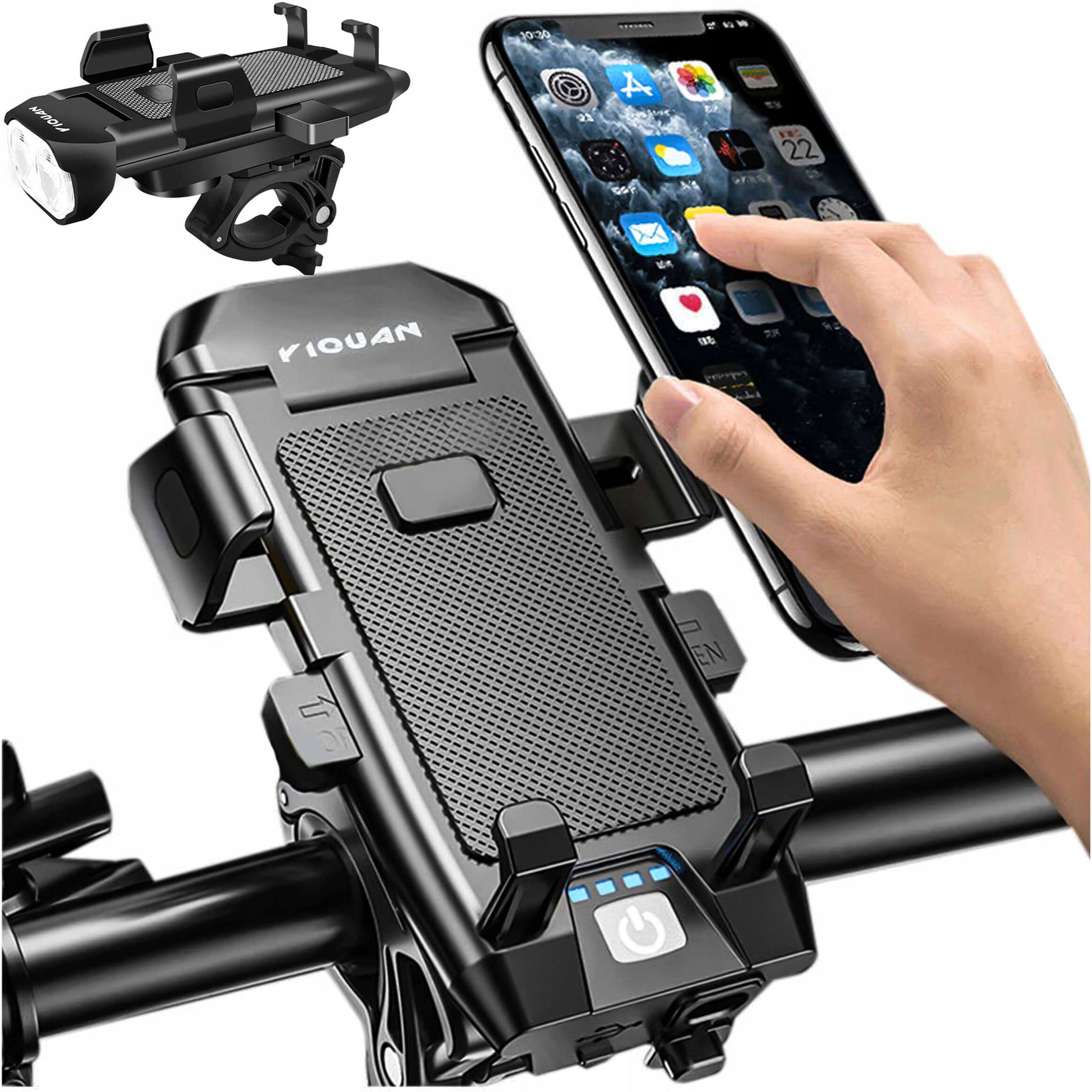 Bike Phone Holder 4in1 LED Light Bicycle Bell Powerbank 3000