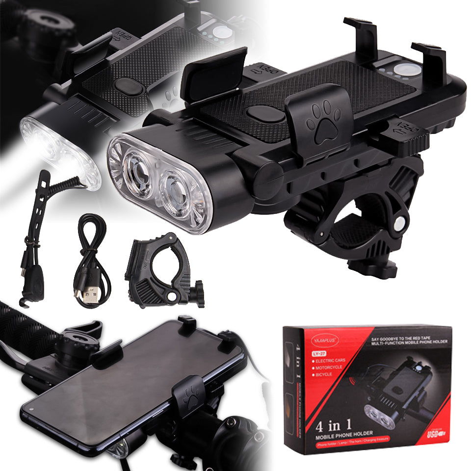 Bike Phone Holder 4in1 LED Light Bicycle Bell Powerbank 4000