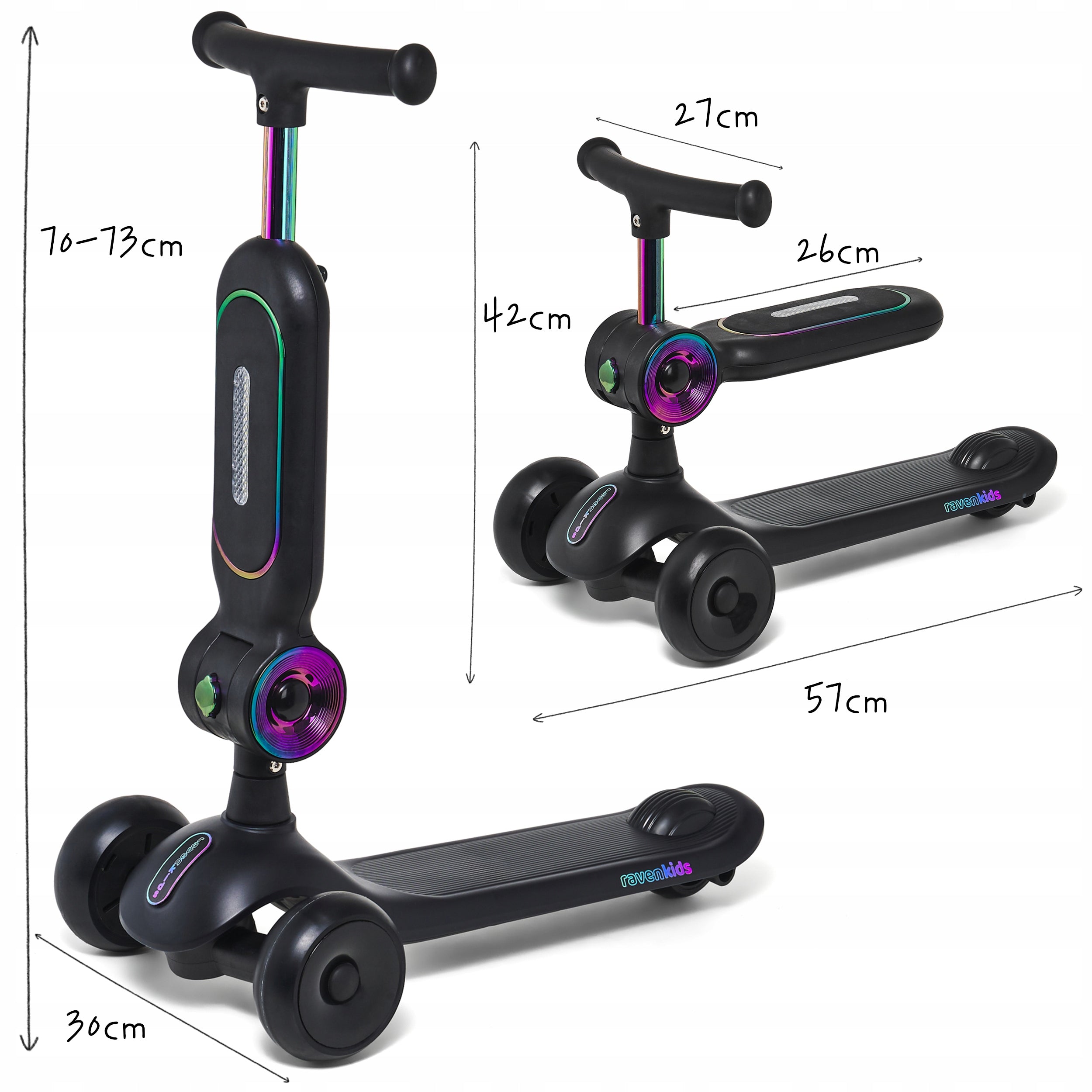 Bike Scooter 2in1 for children RAVEN Lumiloo Black/Neo Chrome LED platform Manufacturer code 322420