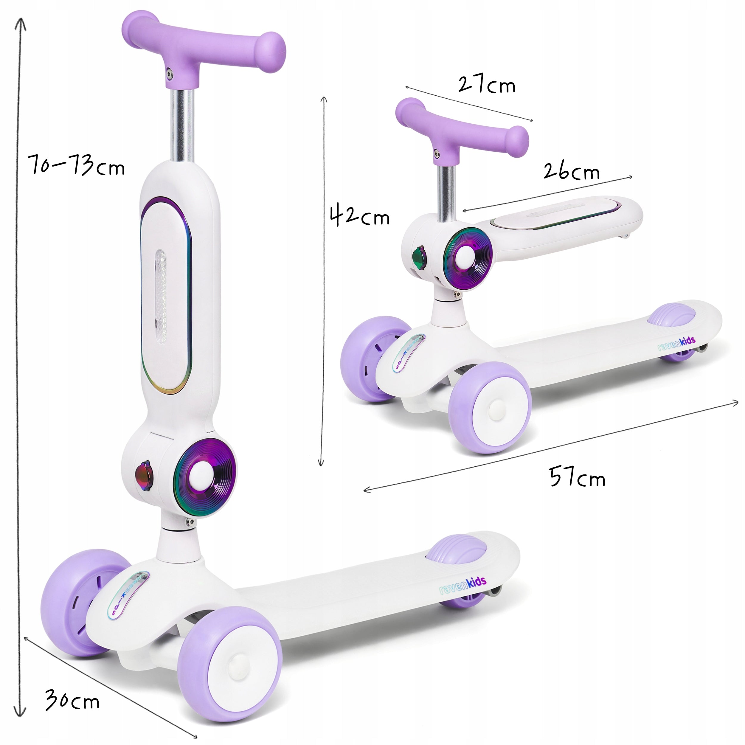 Bike Scooter 2in1 for children RAVEN Lumiloo White/Neo Chrome LED platform Manufacturer code 6322437