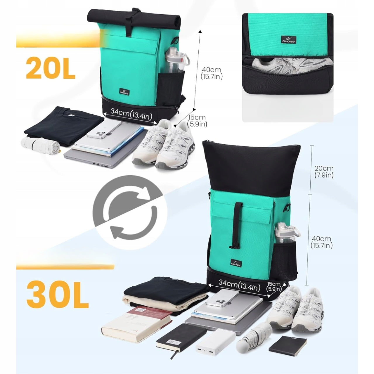 Bike bag 3in1 backpack for trunk waterproof for laptop capacity 30L Dominant material polyester