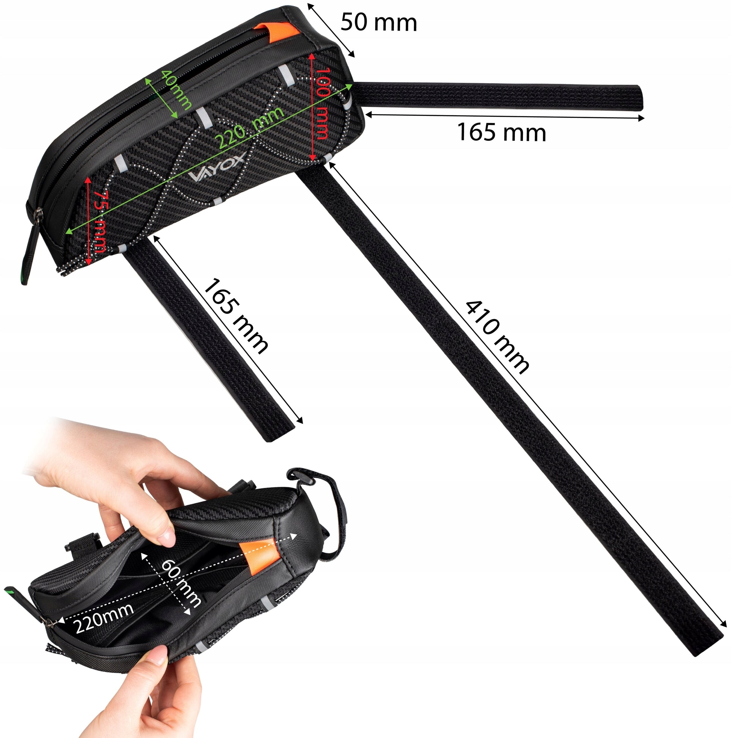 Bike bag for frame VAYOX VA0347 Capacity 1 l