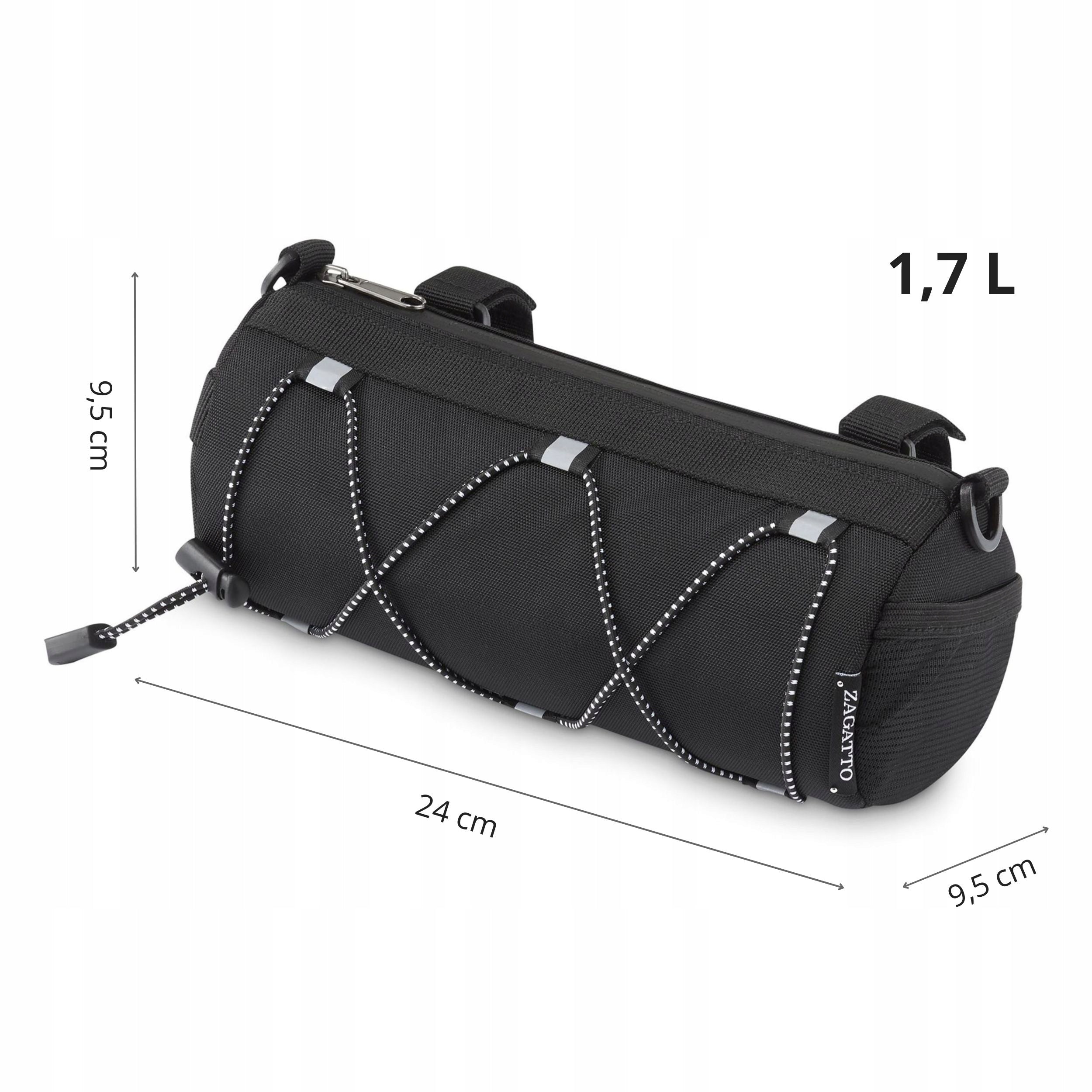 Bike handlebar pouch front bicycle bag roomy tube ZAGATTO Color black