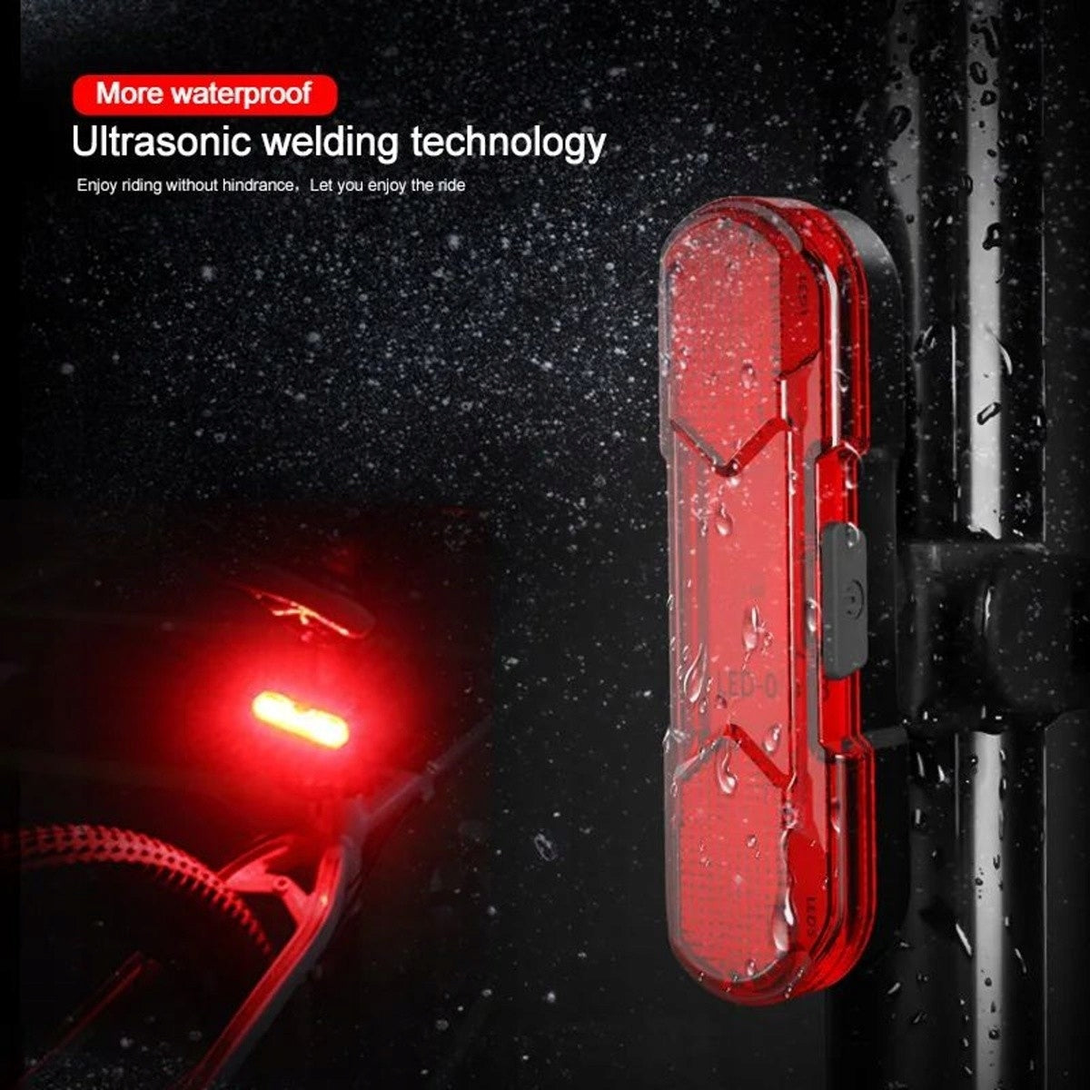 Bike light 4 operating modes USB rotating, red 1pcs Brand no brand