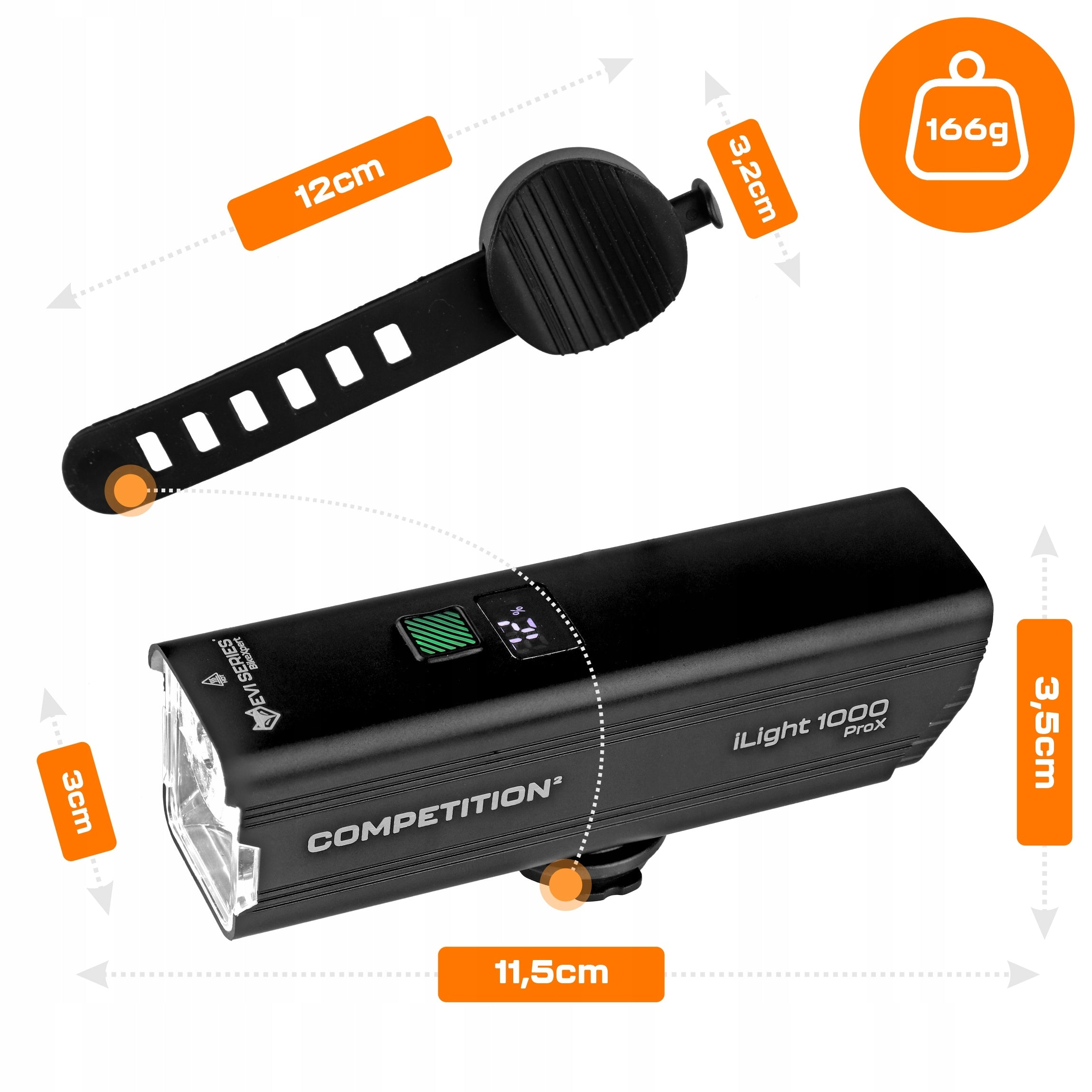 Bike light FRONT + REAR iLight 1000 ProX and rear POWERFUL LIGHT BIKE EAN (GTIN) 5904413395027
