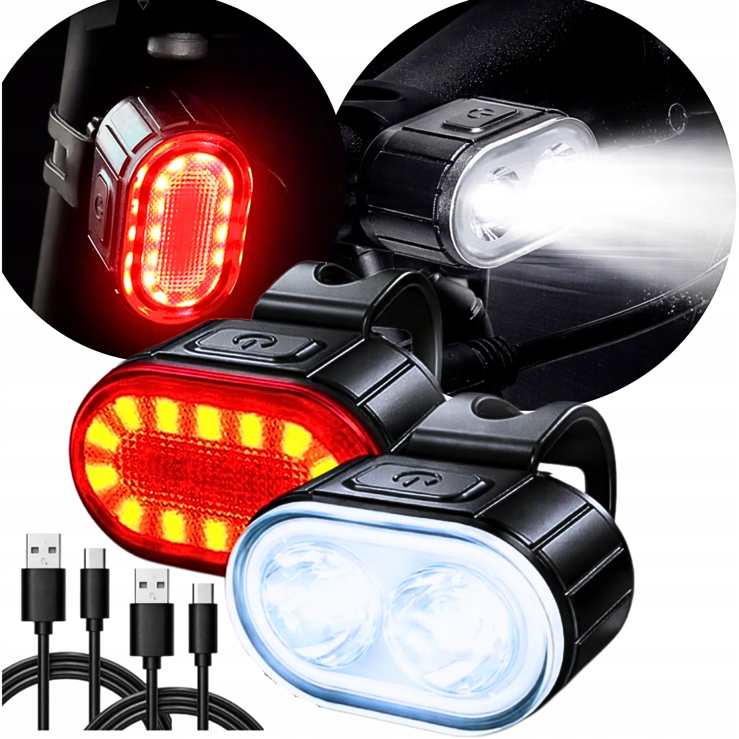 Bike light LED bike light set front and rear USB strong