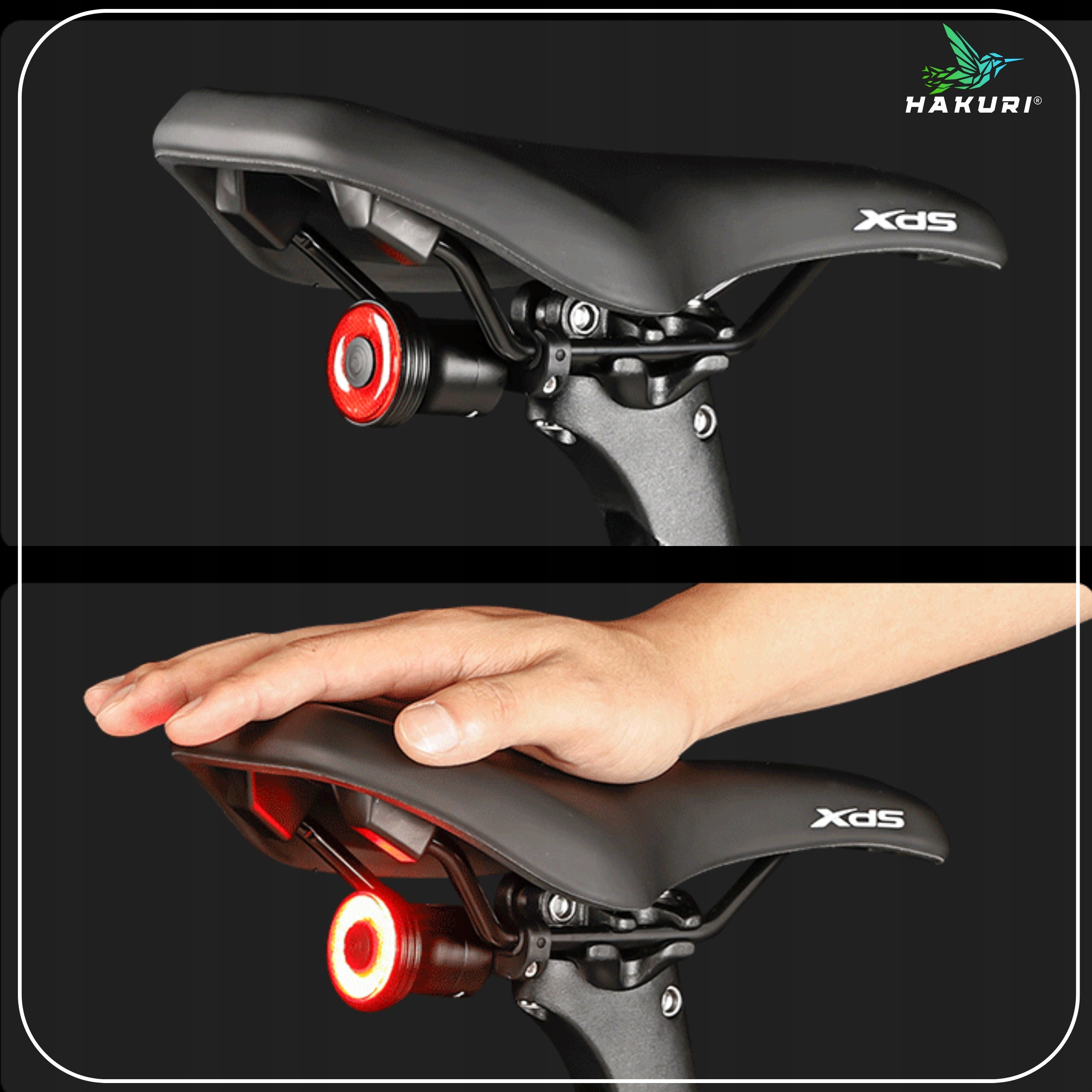 Bike light REAR lighting brake detection 5 modes H5 HAKURI Manufacturer code Lampka rowerowa tylna H5 5 trybów MOCNA