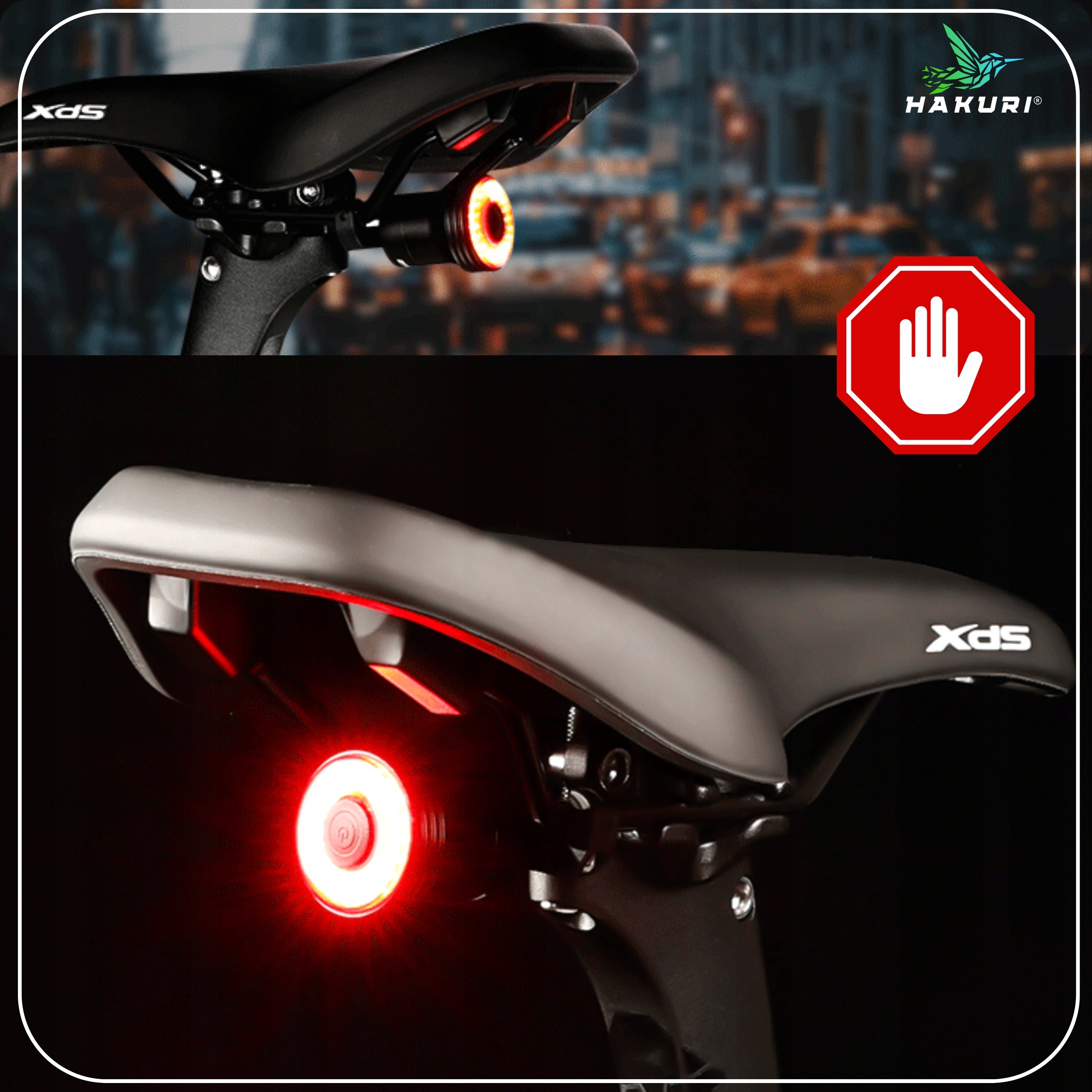 Bike light REAR lighting brake detection 5 modes H5 HAKURI Packaging status original