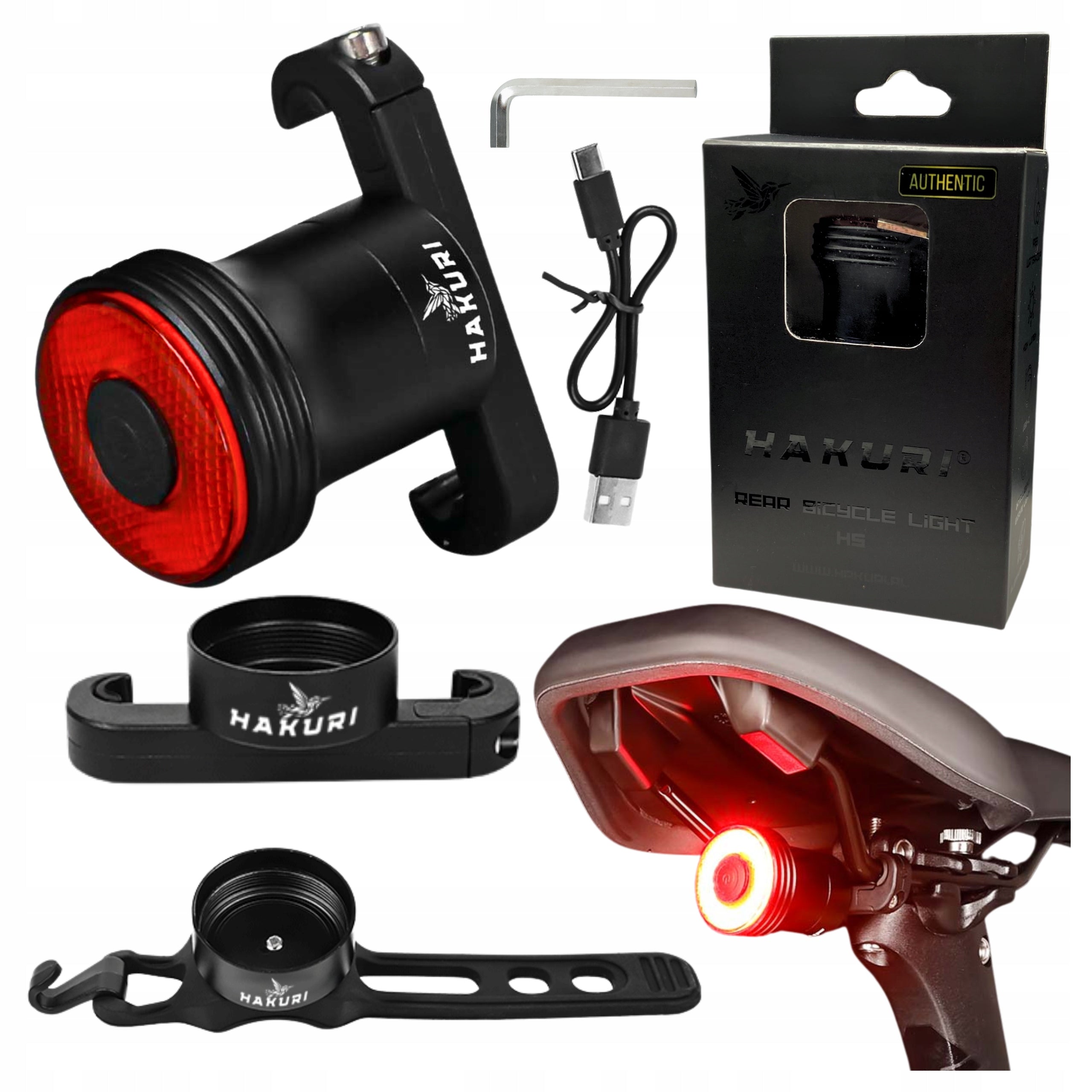 Bike light REAR lighting brake detection 5 modes H5 HAKURI