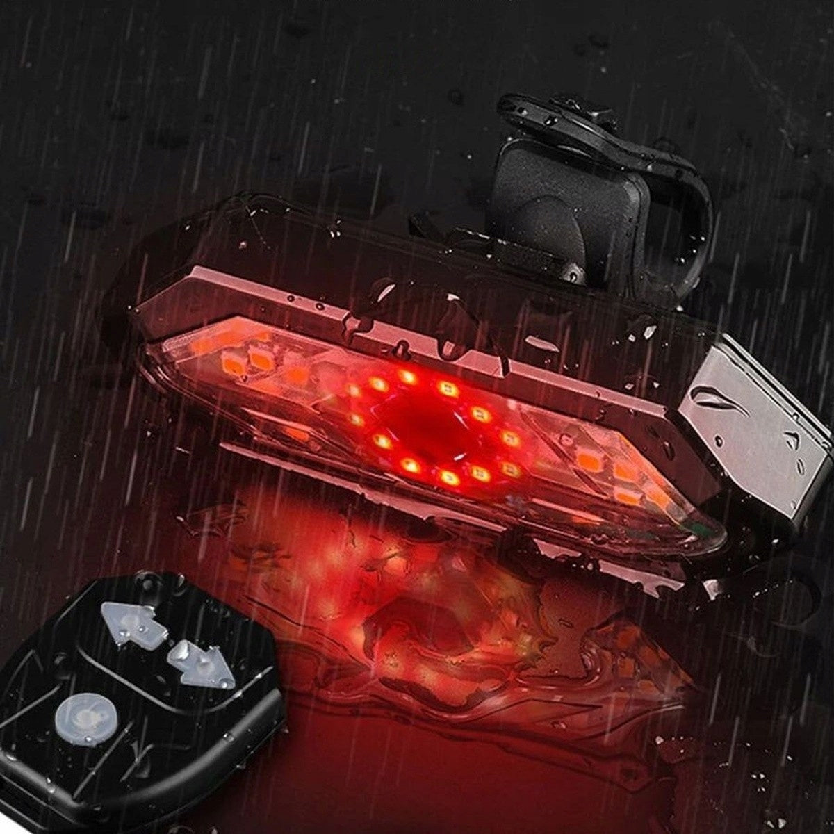 Bike light directions + red light, USB C charging, with remote control Certificates of conformity CE