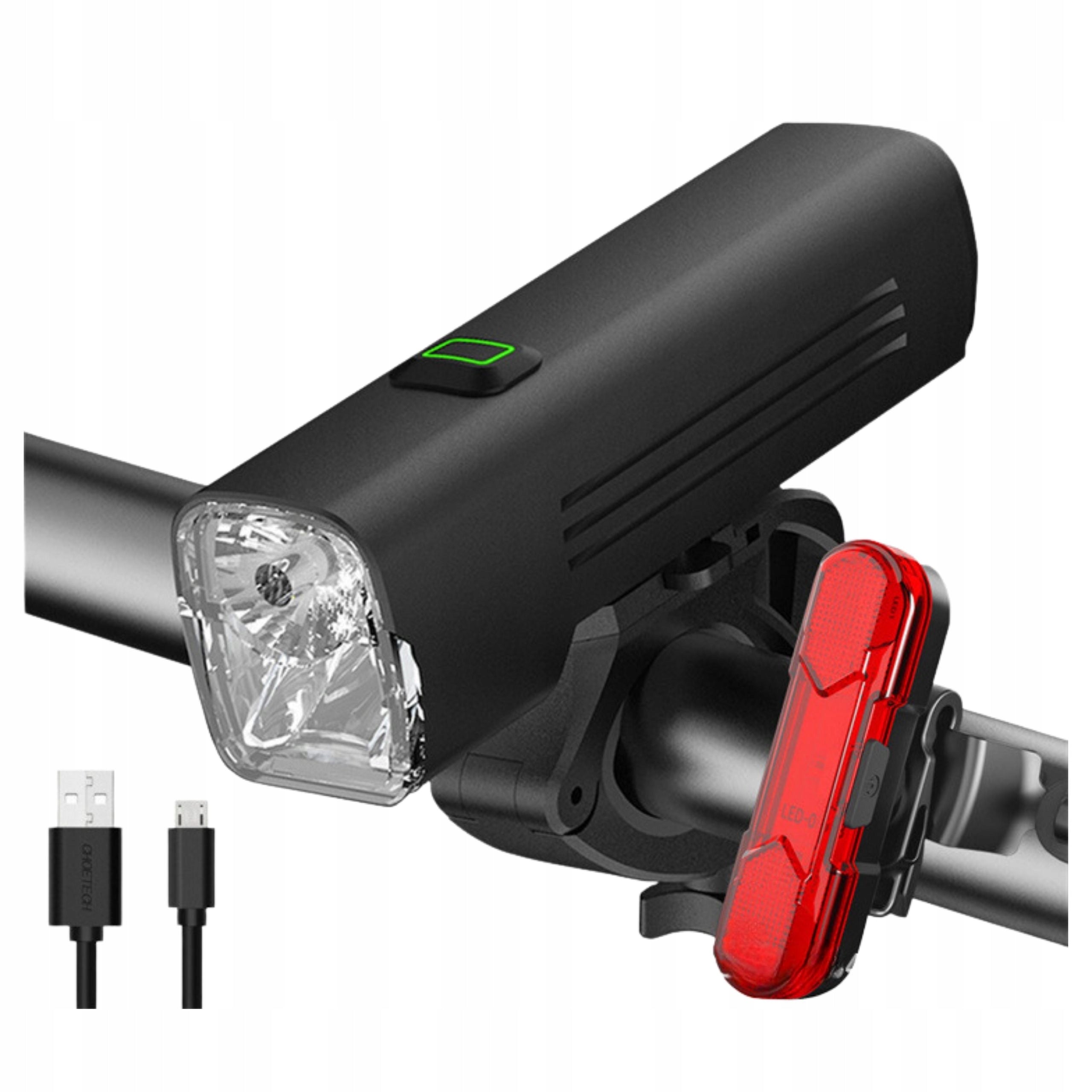 Bike light front rear LED 1000lm long working time premium set