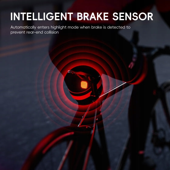 Bike light with emotes, with remote control (direction) and auto-stop sensor Color black
