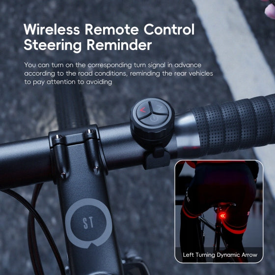 Bike light with emotes, with remote control (direction) and auto-stop sensor Light source LED