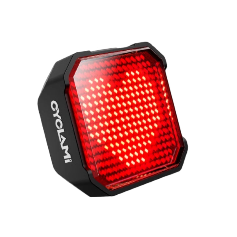 Bike light with emotes, with remote control (direction) and auto-stop sensor