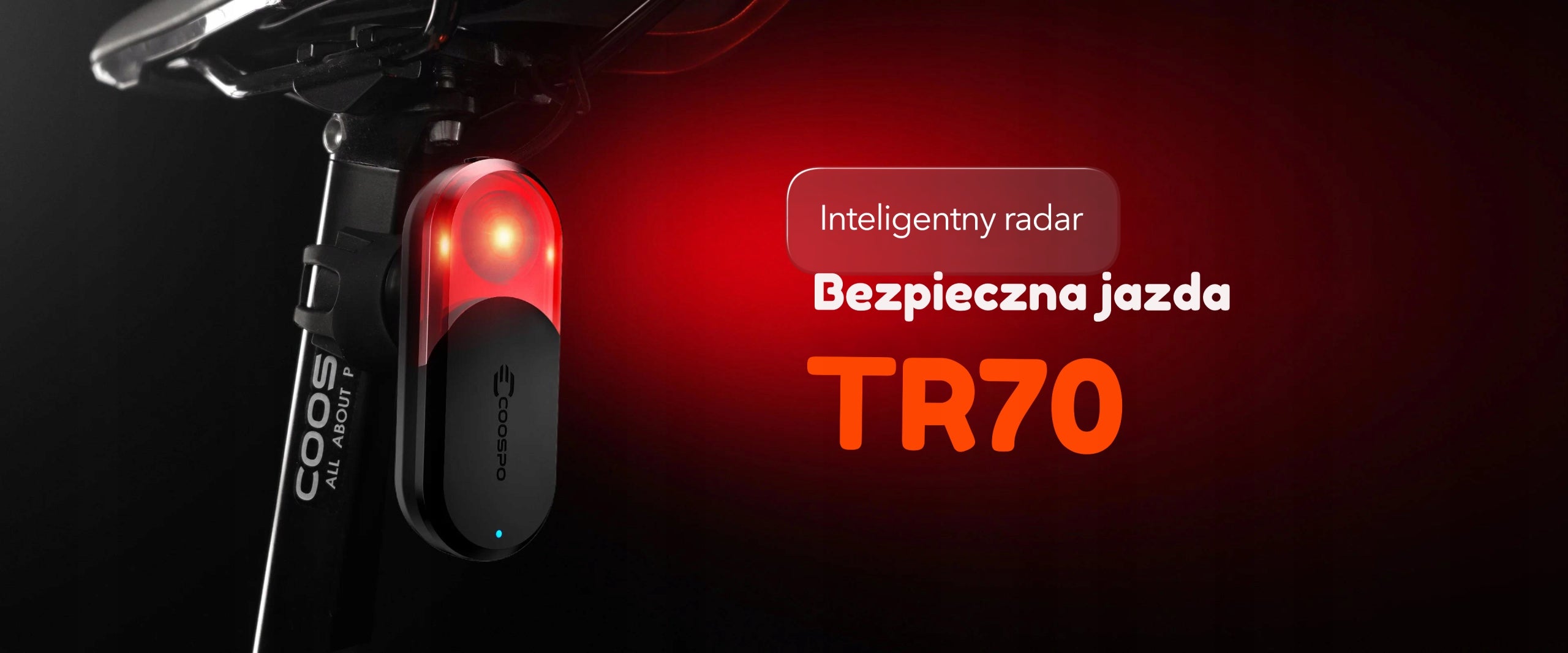 Bike light with radar Coospo TR70. Rear radar compatible with Wahoo and Garmin Light source LED