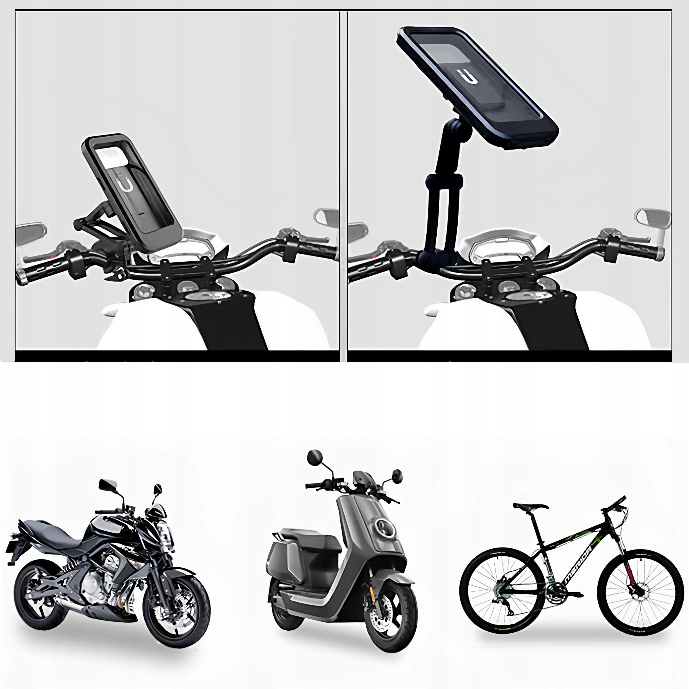 Bike/motorcycle handlebar phone mount, waterproof, with USB charging port Manufacturer code 5752