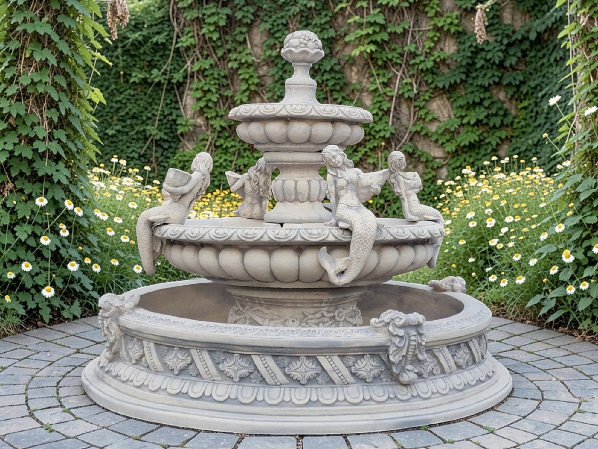 Bilbao Fountain with Pool Alaska Pool with Bottom White Cement Ag-Bet Figure