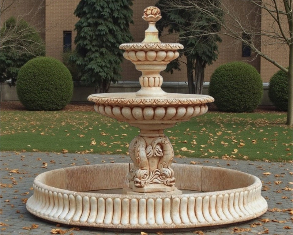 Bilbao Garden Fountain with Pool 224cm. White concrete conglomerate Ag-Bet Type fountain (pump)