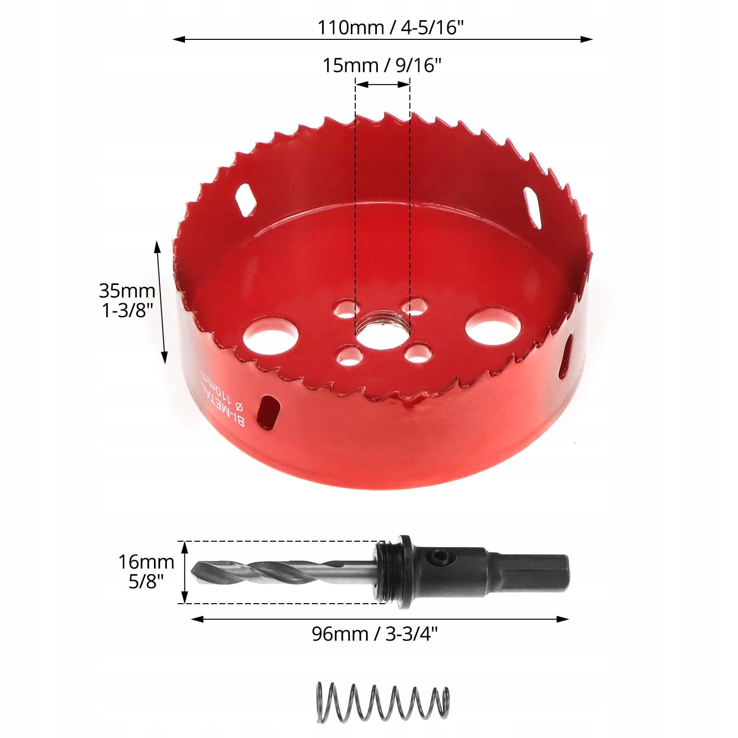 Bimetal HSS Hole Saw with Hexagonal Grip 110mm Set of 1pcs Packaging status original