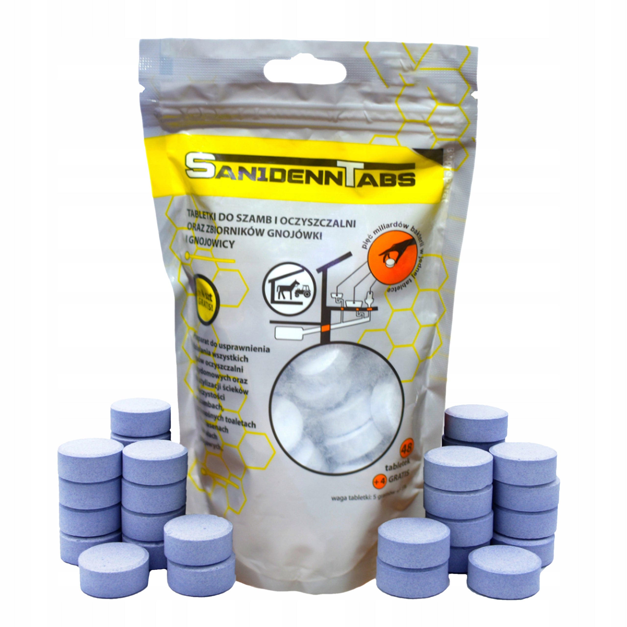 Bio bacteria tablets for septic tank treatment plant SANIDENN TAB 52 stock per year Packaging status original