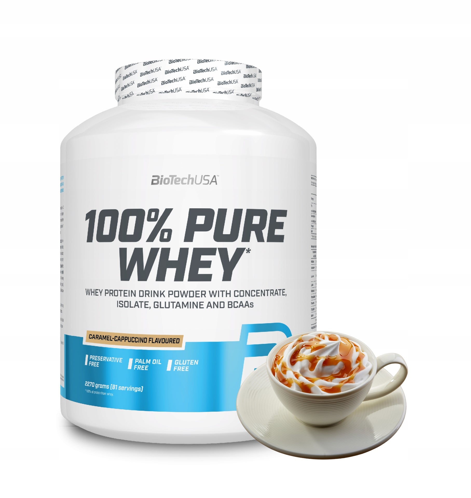 BioTech 100% Pure Whey 2000 g Caramel Capuccino Expiration date at least 3 months from the date of purchase