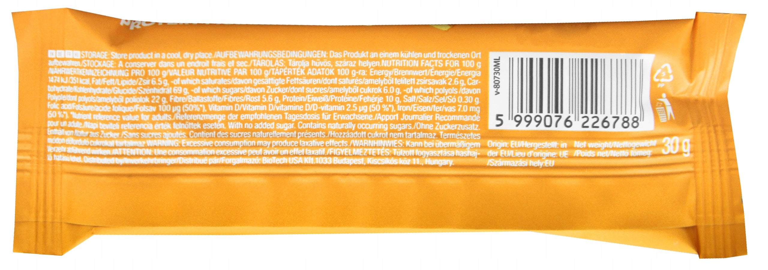 BioTech Protein Muesli Protein Bar 30g peach Brand BioTechUSA