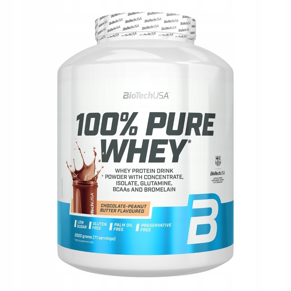 BioTech USA 100% Pure Whey 2000g Peanut Butter Flavour with Chocolate