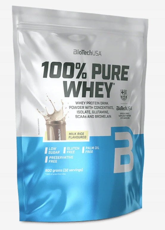BioTech USA 100% Pure Whey 900 g Rice in Milk Expiration date at least 3 months from the date of purchase