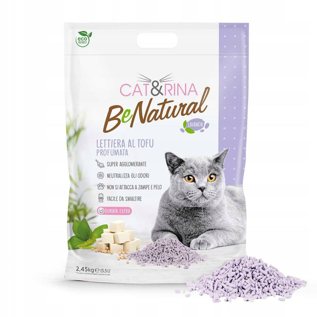 Biodegradable tofu litter Lavender BeNatural 2,45 kg 5,5L
