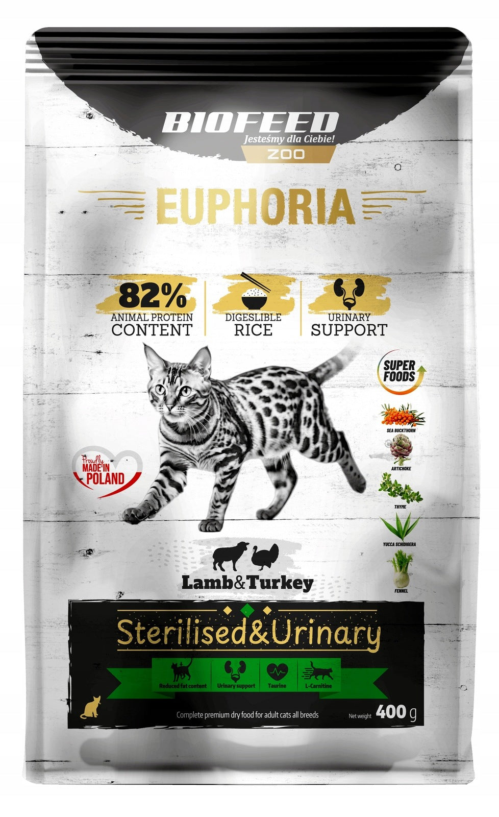 Biofeed EUPHORIA GF Cat Sterilised & Urinary Turkey & Lamb 400g