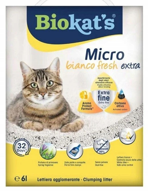 Biokats | Micro Bianko Cat Clumping Litter with Carbon 6L