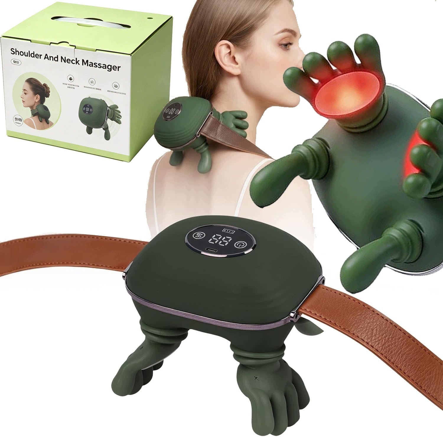 Bionic 4D Neck Massager Back Calf Heated Acupressure LCD