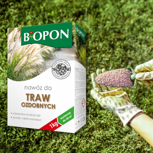 Biopon Fertilizer for Decorative Grass Granules Enough up to 40m2 1KG Packaging status original
