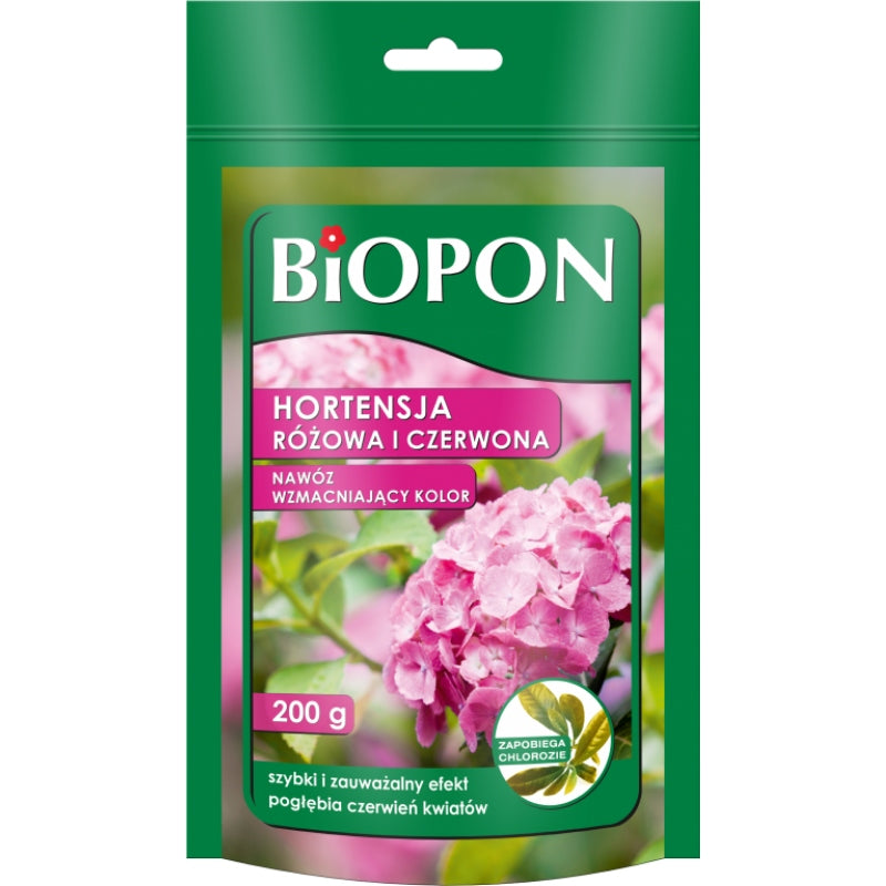 Biopon Hydrangea pink and red – colour enhancement fertilizer 200g bopon EAN (GTIN) 5904517189294
