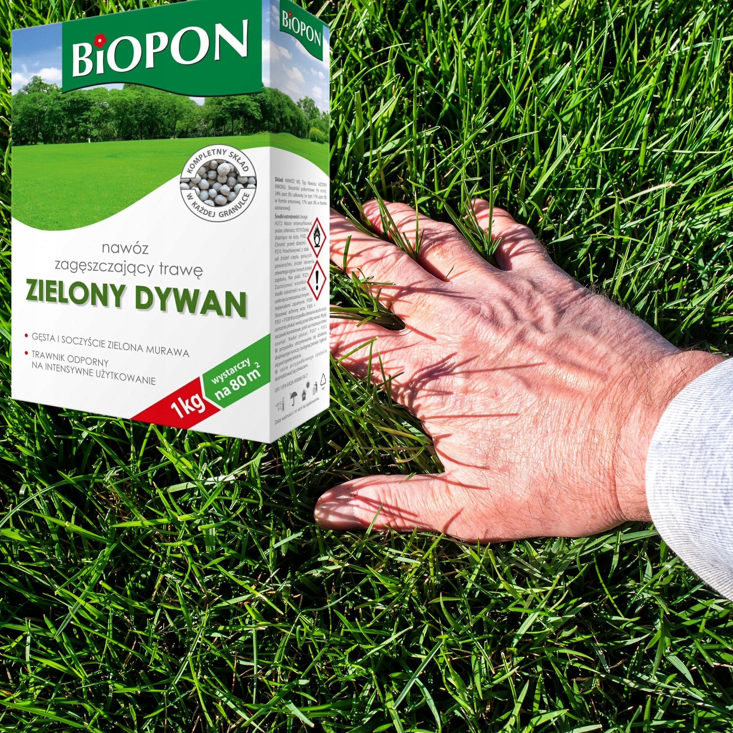Biopon Lawn Fertilizer Grass Thickening Granules Green Carpet 1kg Product weight with unit packaging 1.07 kg