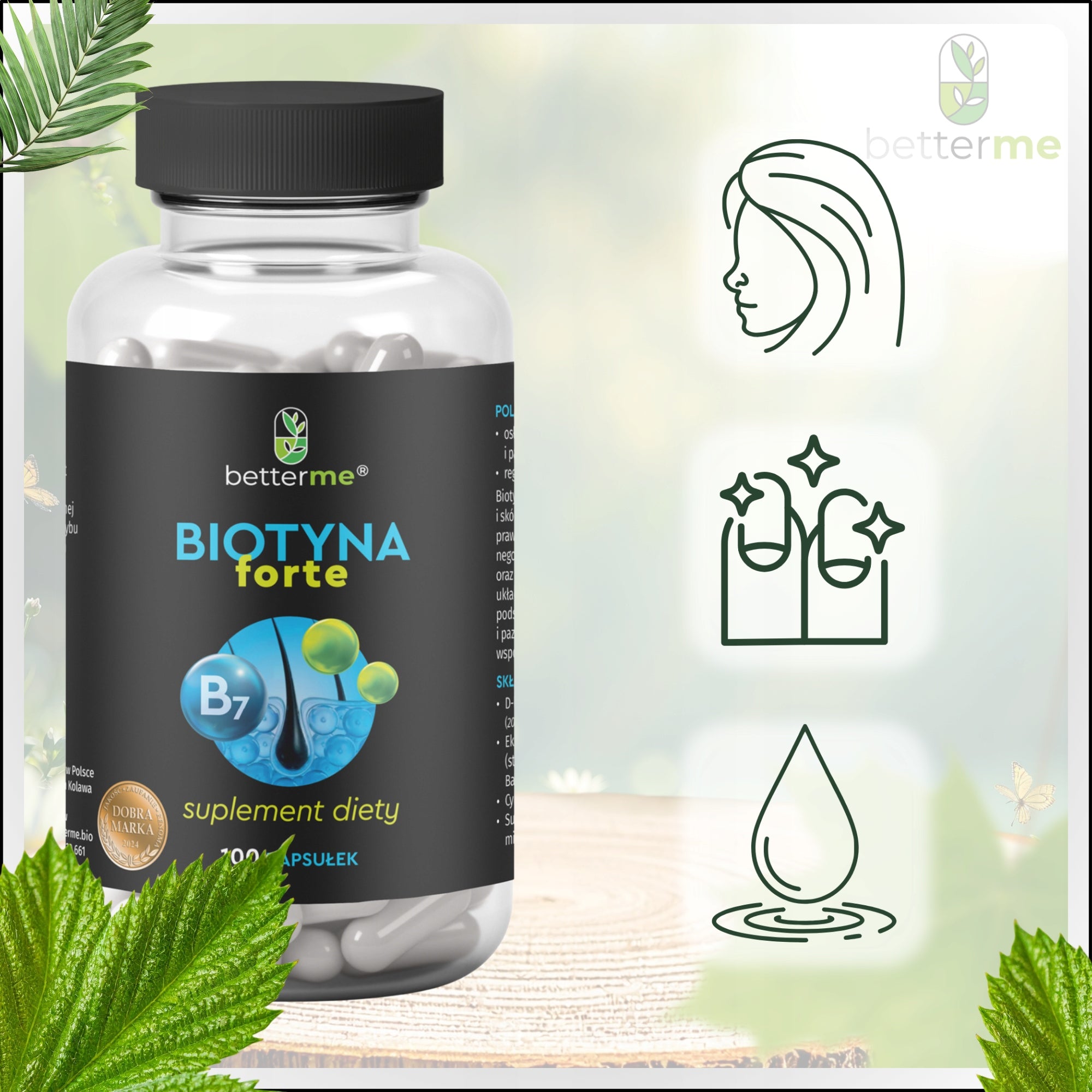Biotin Forte For Hair 10 mg Vitamins Skin Nails 100 tablets BetterMe Packaging status original