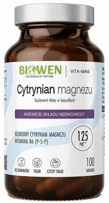 Biowen MAGNESIUM CITRATE 833 mg with VITAMIN B6 (P-5-P) 100 capsules