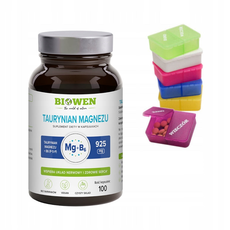 Biowen MAGNESIUM TAURATE vitamin B6 Supports the nervous system 100 caps. + Freebie