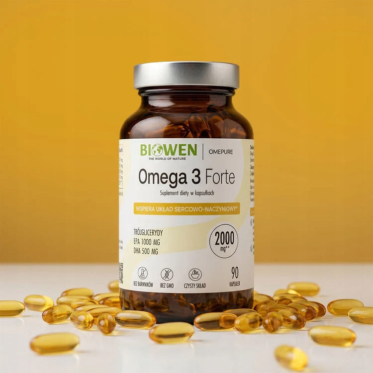 Biowen OMEGA 3 FORTE 1000mg EPA 500mg DHA 90 capsules Packaging status original
