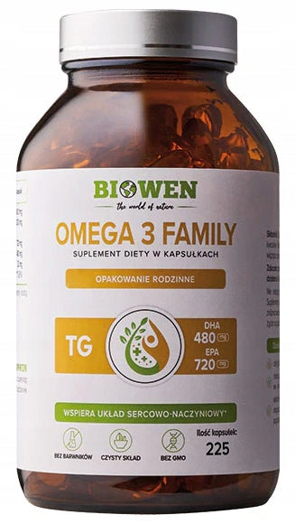 Biowen OMEGA 3 TG FAMILY - 720mg EPA, 480mg DHA 225 capsules