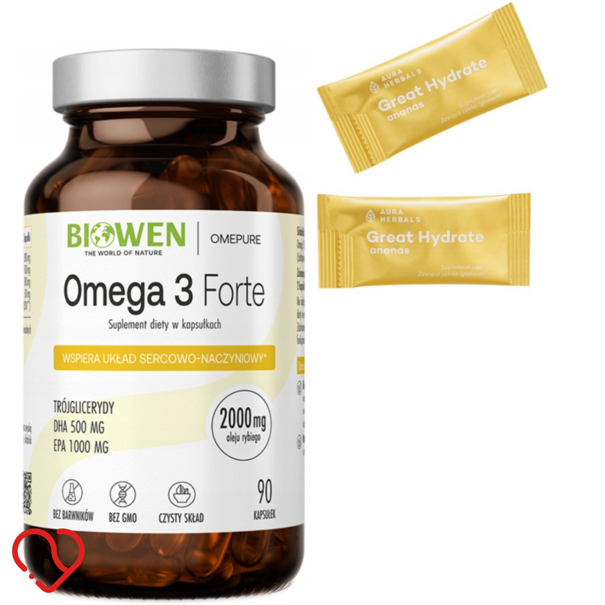 Biowen Omega 3 FORTE DHA and EPA Vitamin E 90capsules + FREEBIE