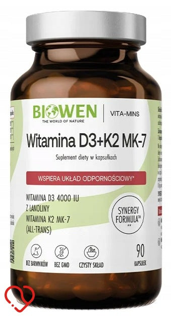 Biowen Vitamin D3K2 D3 4000 + K2 100 MK7 90capsules