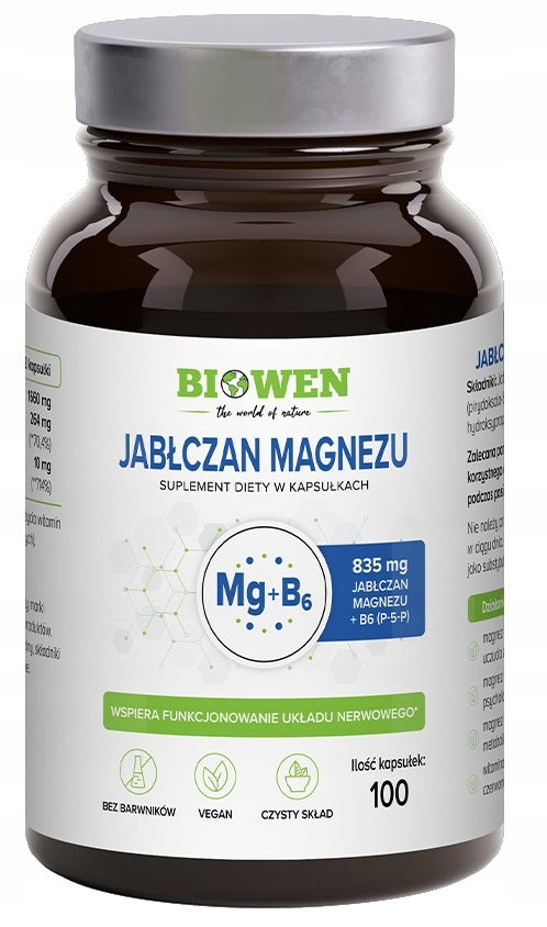 Biowen magnesium malate 835 mg with vitamin B6 (P-5-P) 100 capsules