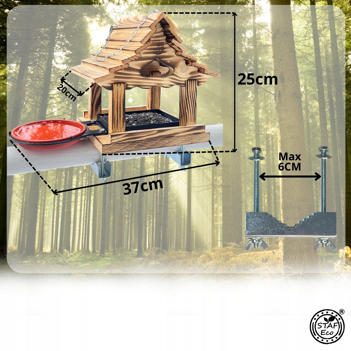 Bird Feeder For Balcony Tans+2 Balcony Handles+Drawer+DRINK Packaging status original