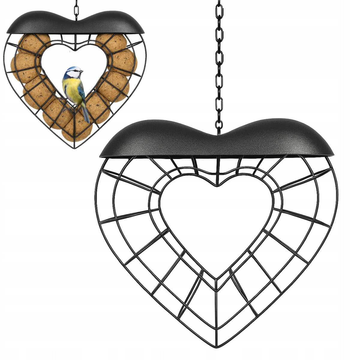 Bird Feeder Heart Hanging Metal For Fat Balls Packaging status original
