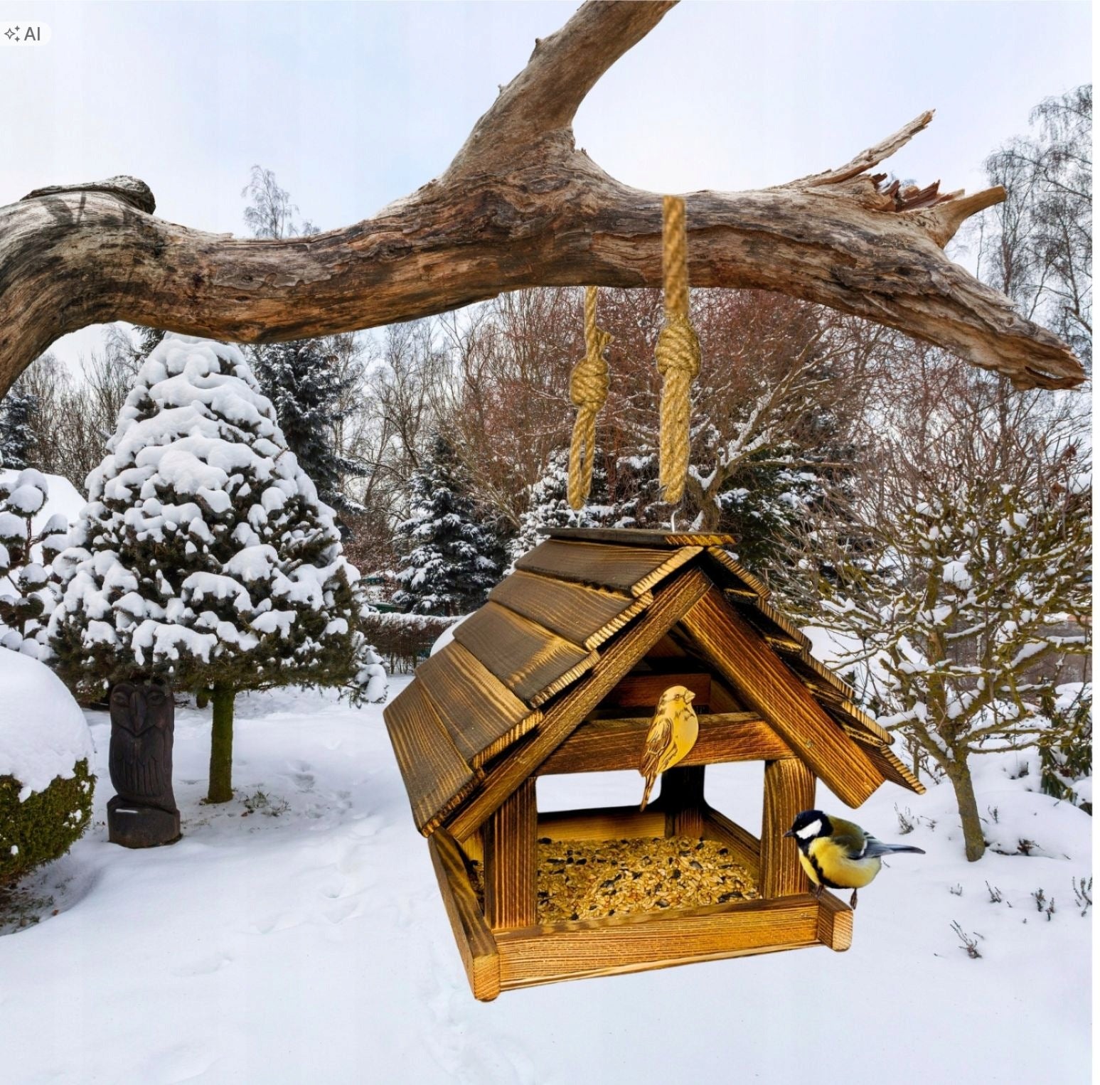 Bird Feeder Large Gift PREMIUM XXL Booth Garden Ornament + HOOKS Manufacturer code 001